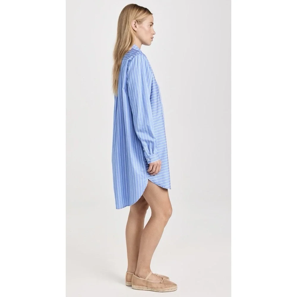Nation LTD Button Down Shirt Dress S Pima Cotton Cover Up Coastal Resort Wear - Picture 4 of 12